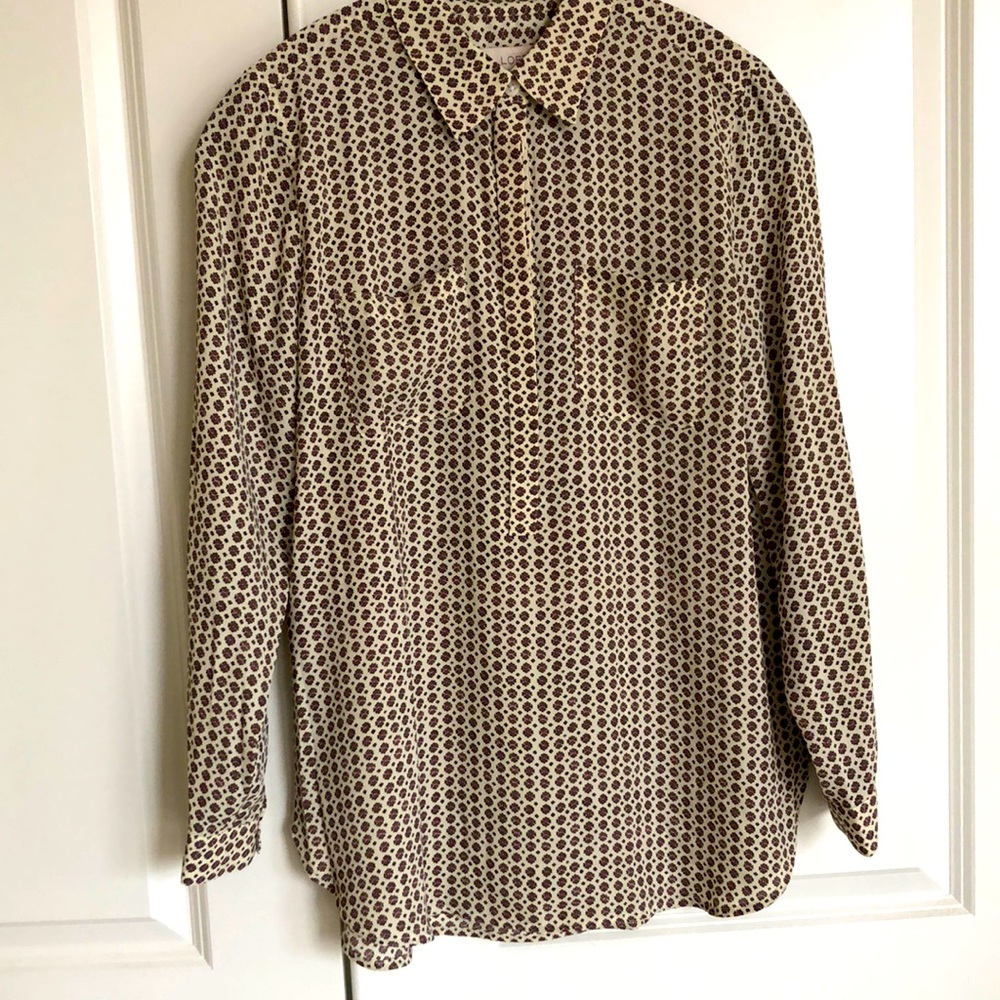 LOFT long sleeve half button down blouse